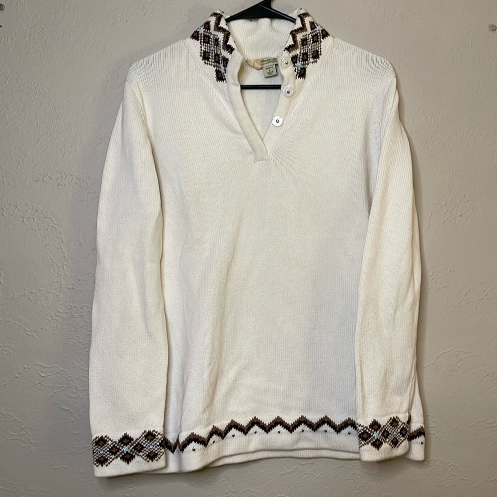 Gander Mountain Sweater Nordic Fair Isle Ivory Cream Large